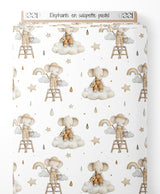 Tissu - Éléphants en salopette pastel