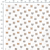 Tissu - Animaux mignons sur fond blanc