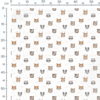 Tissu - Animaux mignons sur fond blanc