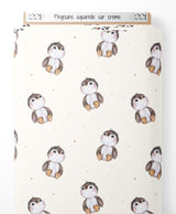 Tissu - Pingouins aquarelle sur crème