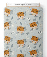 Tissu - Animaux mignons et feuilles