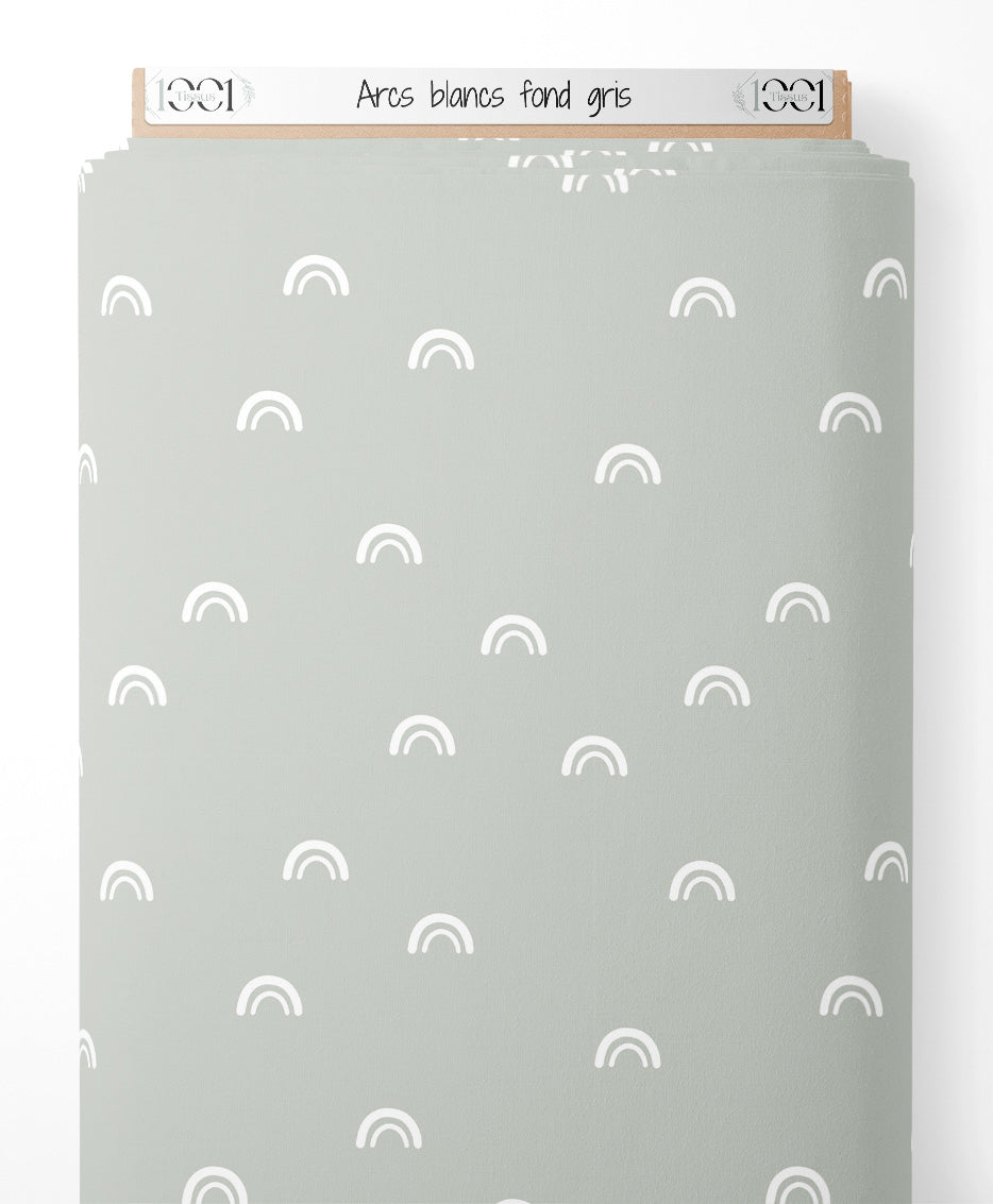 Tissu - Arcs blancs sur fond gris