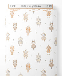 Tissu - Robots et vis grises doux