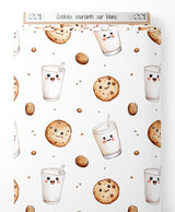 Tissu - Cookies souriants sur blanc
