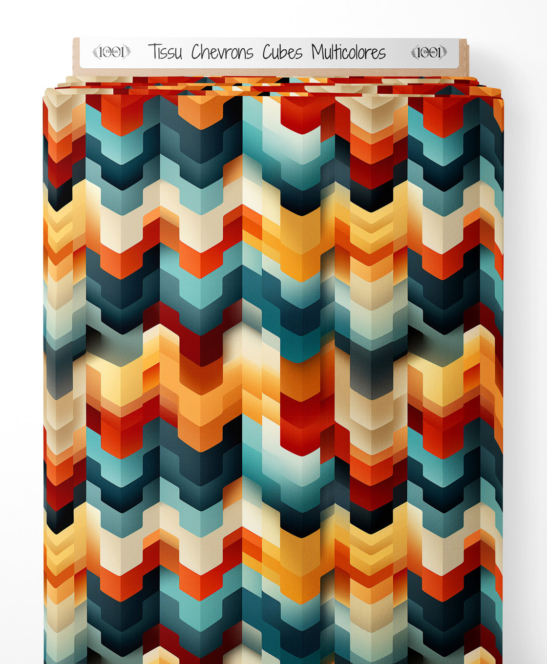 Tissu - Chevrons Cubes Multicolores