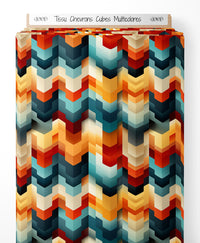 Tissu - Chevrons Cubes Multicolores
