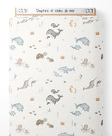 Tissu - Dauphins et étoiles de mer