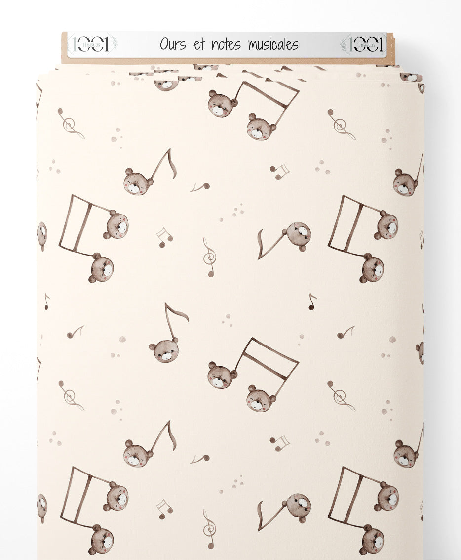 Tissu - Ours et notes musicales