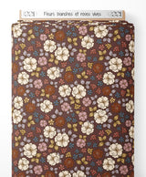 Tissu - Fleurs blanches et roses vives