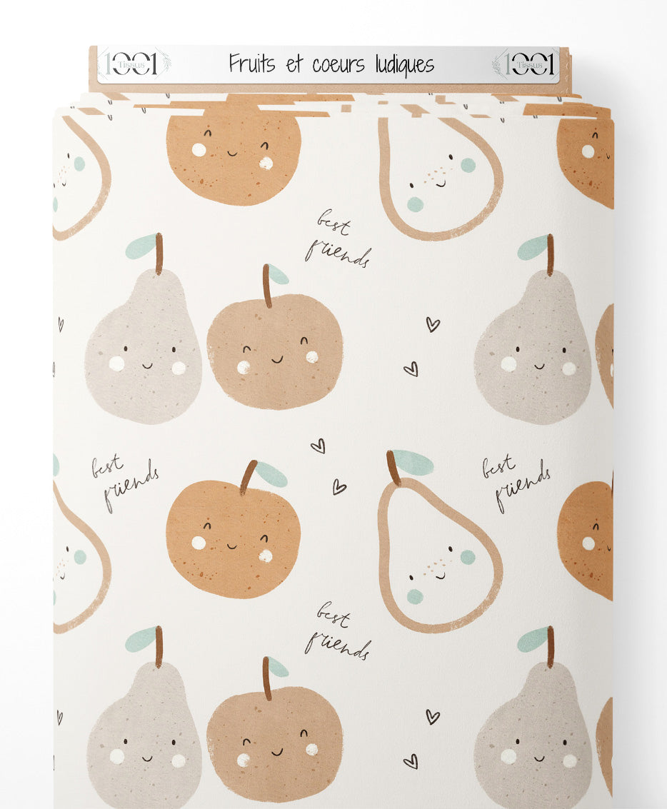 Tissu - Fruits et cœurs ludiques