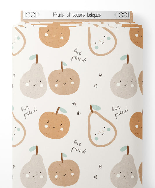 Tissu - Fruits et cœurs ludiques