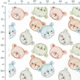 Tissu - Ours pastel sur fond blanc