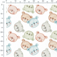 Tissu - Ours pastel sur fond blanc