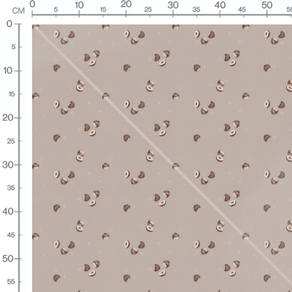 Tissu - Noisettes brunes et blanches