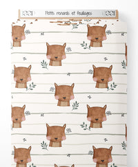 Tissu - Petits renards et feuillages