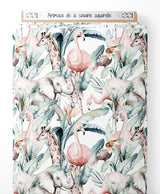 Tissu - Animaux de la savane aquarelle