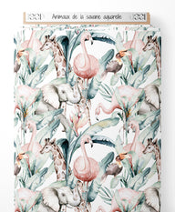 Tissu - Animaux de la savane aquarelle