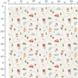 Tissu - Voitures et paysages ludiques