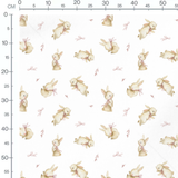 Tissu - Lapins beige et rubans roses