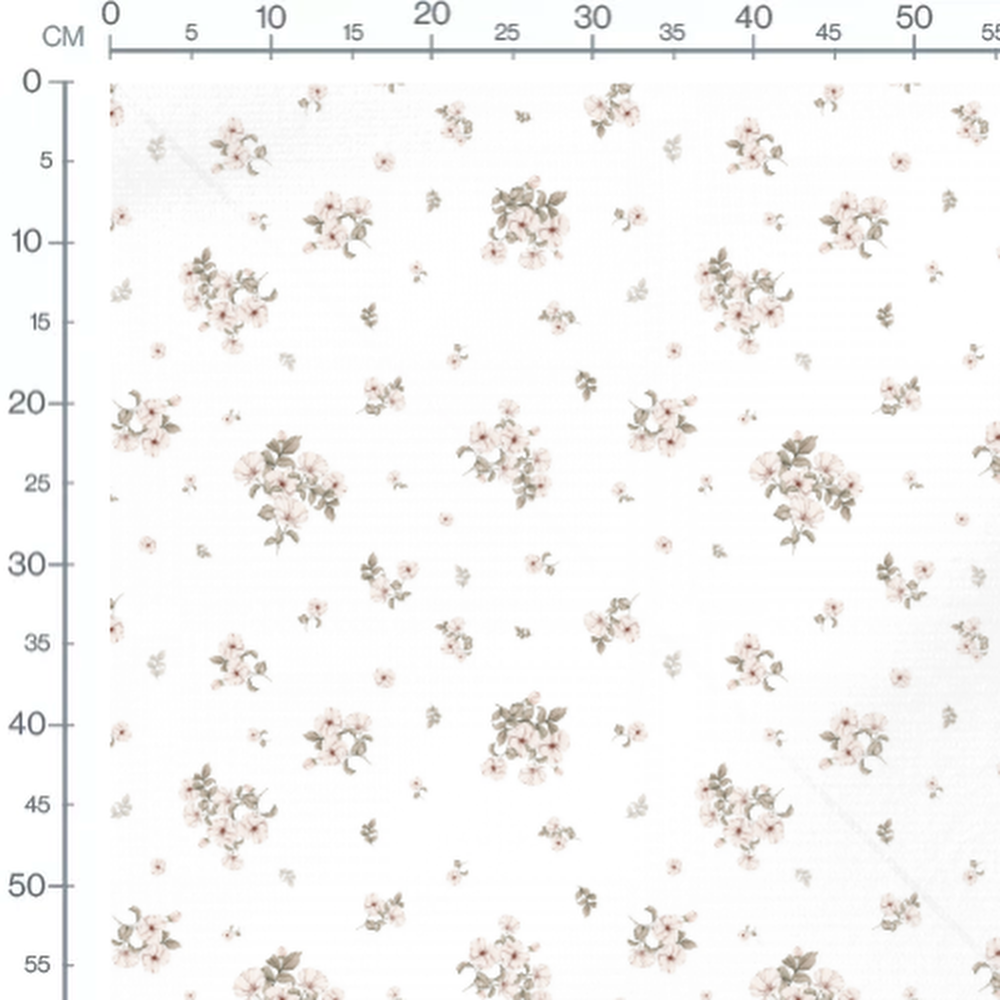 Tissu - Fleurs roses sur fond blanc