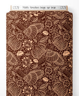 Tissu - Motifs forestiers beige sur brun