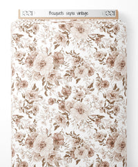 Tissu - Bouquets sépia vintage