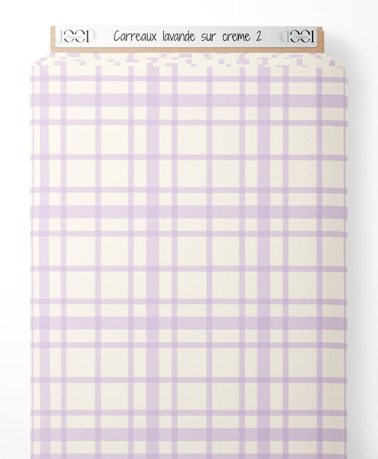 Tissu - Carreaux lavande sur crème 2