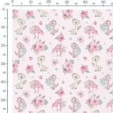 Tissu - Dinosaures roses sur fond rose
