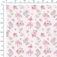 Tissu - Dinosaures roses sur fond rose