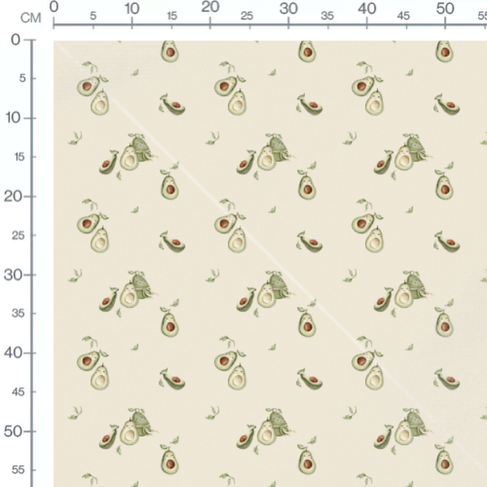 Tissu - Avocats souriants sur fond crème