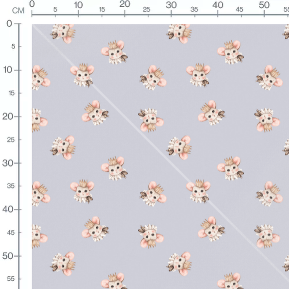 Tissu - Souris couronnées sur fond mauve