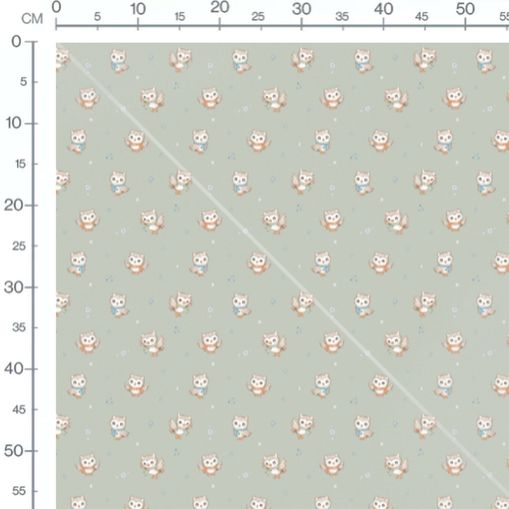 Tissu - Chouettes écharpes sur fond vert