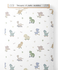 Tissu - Dinosaures et plantes ensoleillées