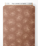 Tissu - Fleurs abstraites sur marron