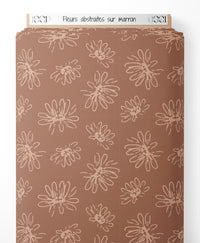 Tissu - Fleurs abstraites sur marron