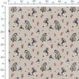 Tissu - Blaireaux et baies rouges beige