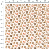 Tissu - Visages d'animaux pastel