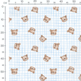 Tissu - Têtes d'ours sur carreaux
