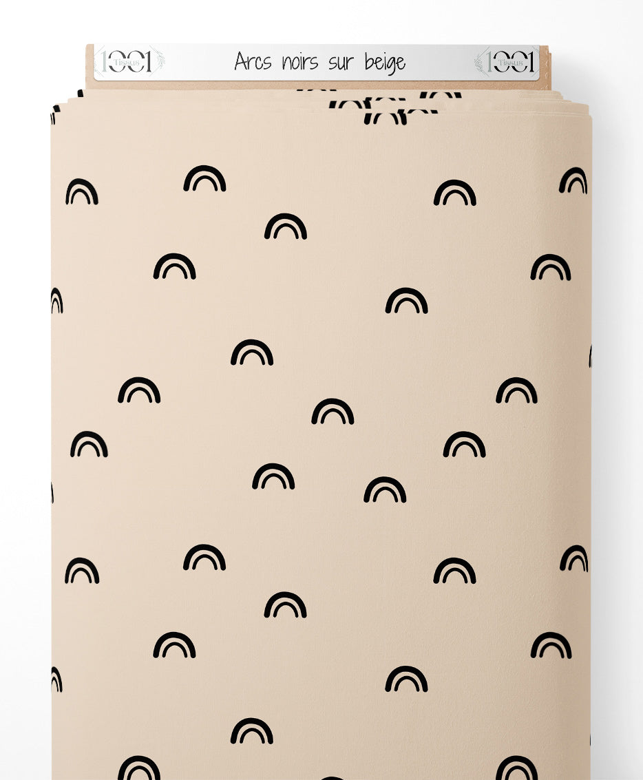 Tissu - Arcs noirs sur beige