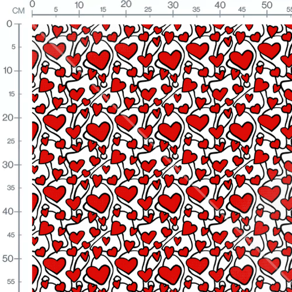 Tissu - Cœurs rouges entrelacés