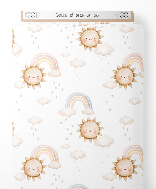 Tissu - Soleils et arcs-en-ciel