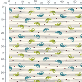 Tissu - Caméléons et coccinelles rayés