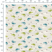 Tissu - Caméléons et coccinelles rayés