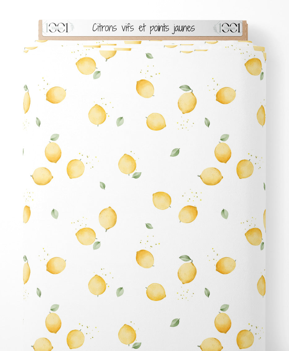 Tissu - Citrons vifs et points jaunes