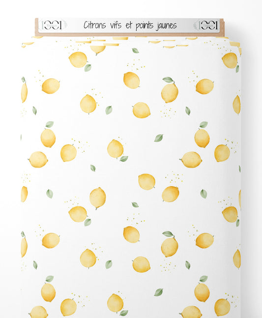 Tissu - Citrons vifs et points jaunes