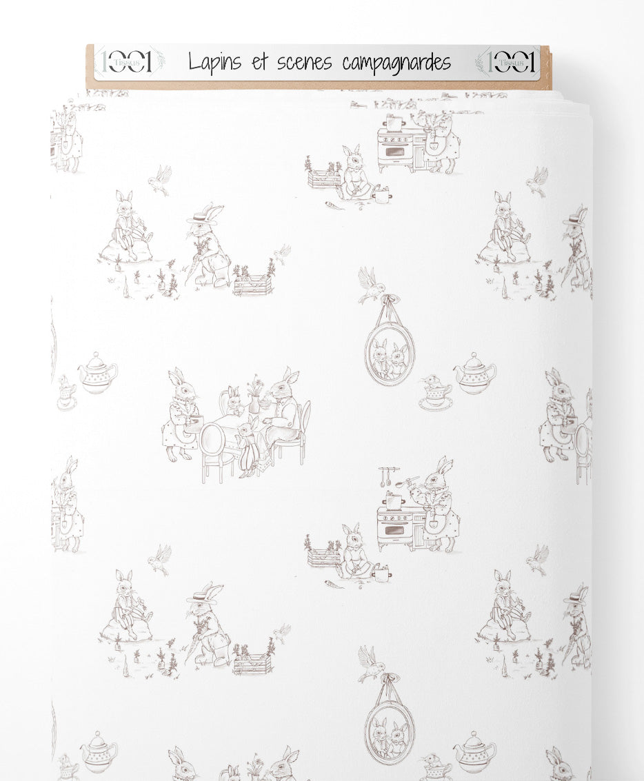 Tissu - Lapins et scènes campagnardes