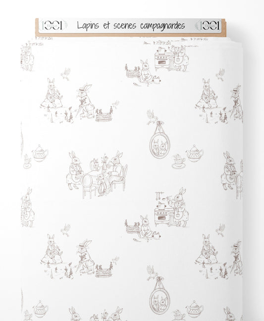 Tissu - Lapins et scènes campagnardes