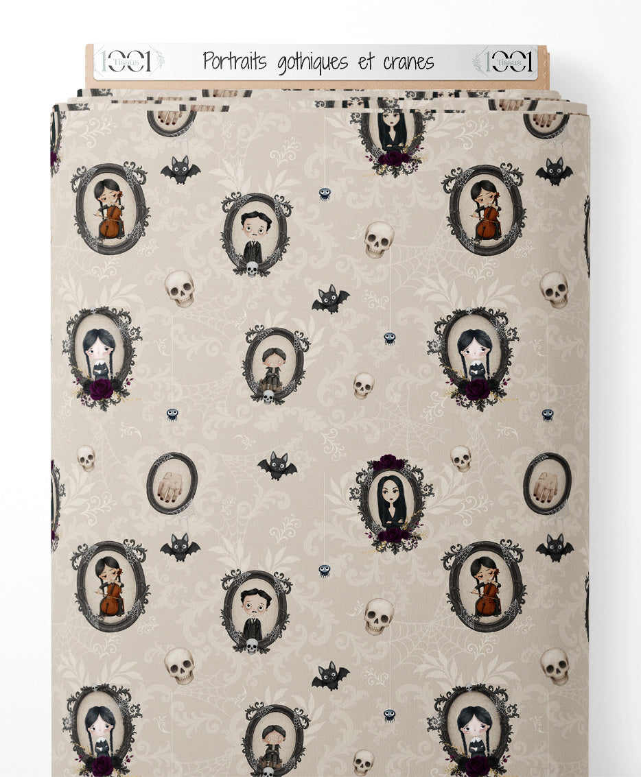 Tissu - Portraits gothiques et crânes
