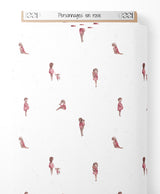 Tissu - Personnages en rose