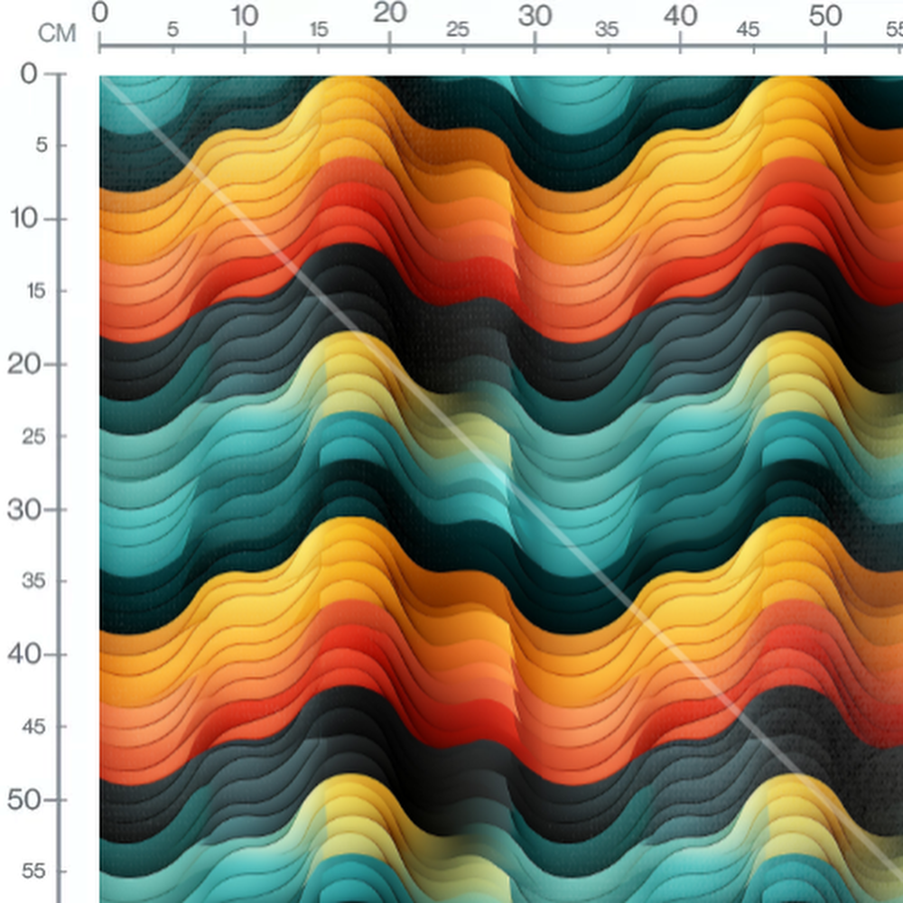Tissu - Ondes Futuristes Arc-en-ciel